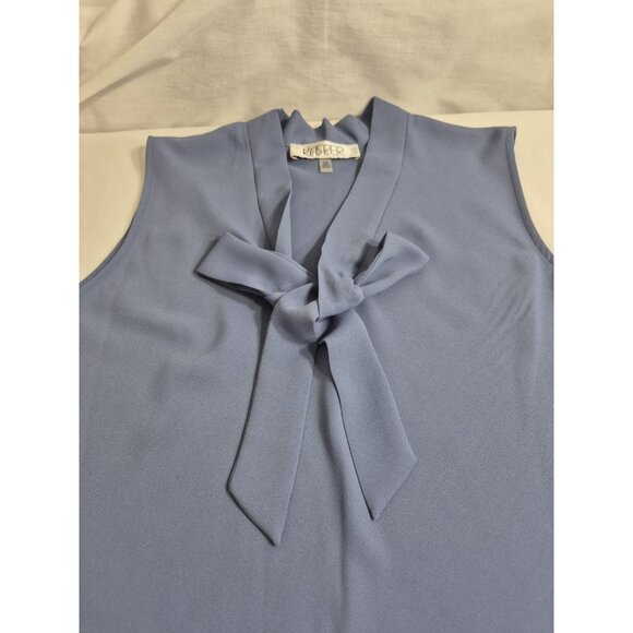 Kasper Women's Blouse Top Size XL Petite Sleeveless Tie-Neck Blue Heron (58) - Picture 7 of 10